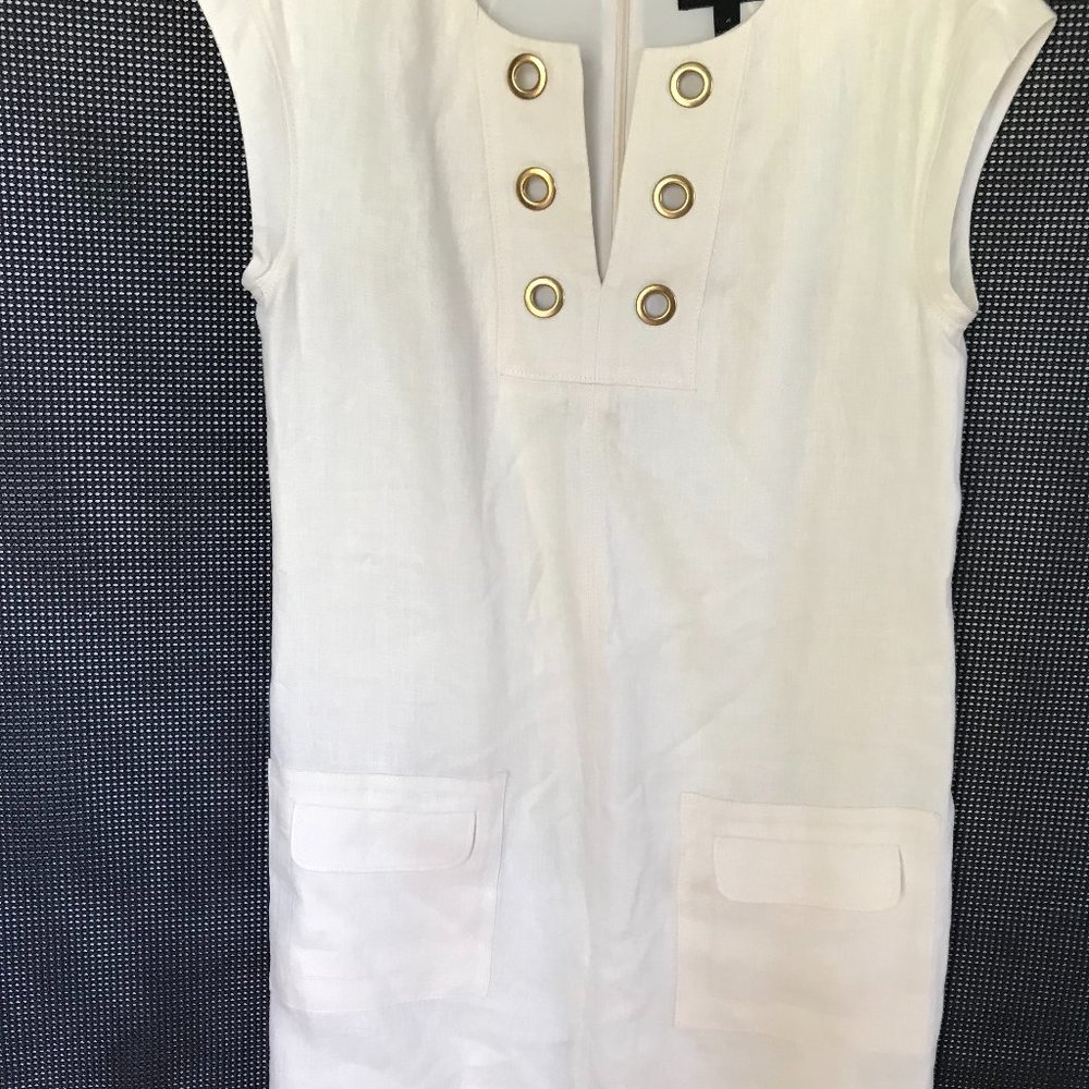 J. Crew Cream Midi Dress with Gold Eyelet Detail